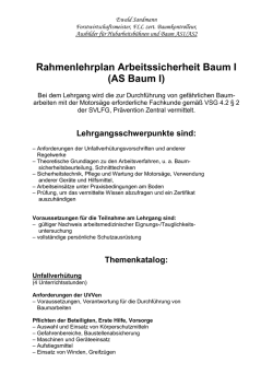 Rahmenlehrplan Arbeitssicherheit Baum I (AS Baum I)