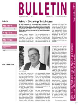 Jakob &ndash; Gott m&ouml;ge besch&uuml;tzen - Reformierte Kirchgemeinde Murten