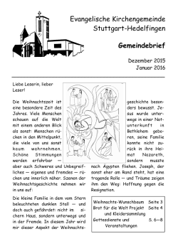 Gemeindebrief: Dezember 2015 und Januar 2016