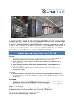 J.Fink Druck GmbH - Stellenangebot Kundenberater Innendienst