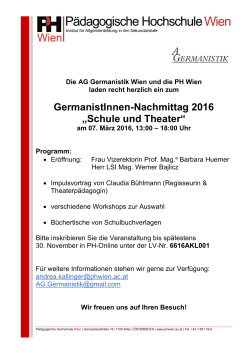 GermanistInnen-Nachmittag 2016 „Schule und