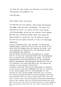 Das Sehen ins Auge fassen, das Begreifen in die Hand