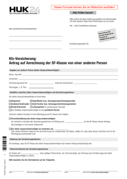 Kfz-Versicherung: Antrag auf Anrechnung der SF-Klasse