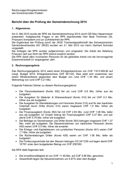 Bericht über die Prüfung der Gemeinderechnung 2014