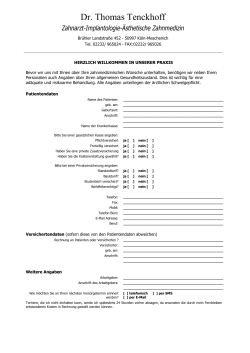 Anmeldeformular - Zahnarzt Dr. Thomas Tenckhoff