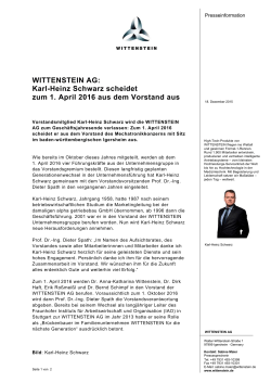 Karl-Heinz Schwarz scheidet zum 1. April 2016 aus