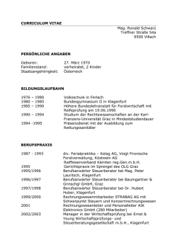CURRICULUM VITAE Mag Ronald Schwarz - Donau