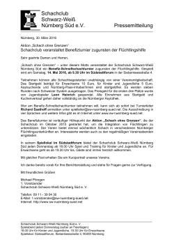 Schachclub Schwarz-Weiß Nürnberg Süd e.V. Pressemitteilung