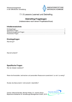 7.1.5 Lessons Learned und Debriefing Debriefing