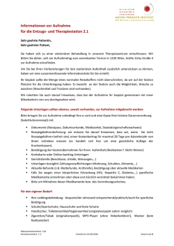 Informationen vor der Aufnahme in der Abteilung II/1