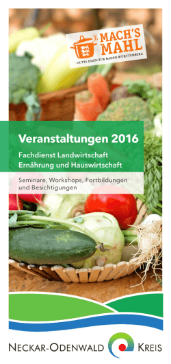 Veranstaltungen Ernährung und Hauswirtschaft 2016