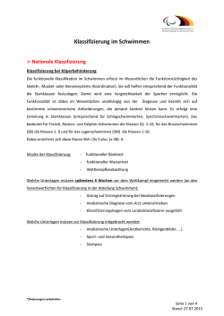 Infoblatt Klassifizierung Abt Schwimmen