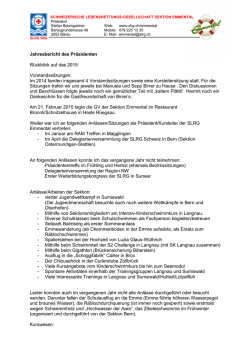 Jahresbericht 2015 des Pr&auml;sidenten