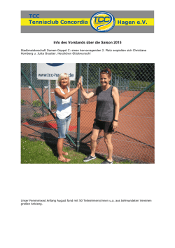 Info des Vorstands &uuml;ber die Saison 2015