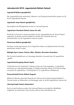 Jahresbericht 2015, Jugendarbeit Bellach Selzach