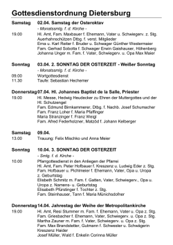 Gottesdienstordnung Dieterburg