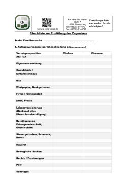 Checkliste zur Ermittlung des Zugewinns