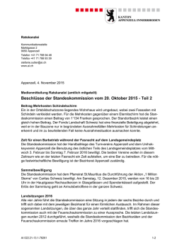 Beschlüsse der Standeskommission vom 20. Oktober 2015