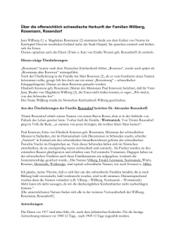 Über die offensichtlich schwedische Herkunft der Familien Willberg