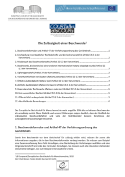 Die Zul&auml;ssigkeit einer Beschwerde