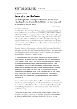 Jenseits der Reflexe. Über Peter Sloterdijk