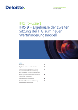 IFRS fokussiert IFRS 9 &ndash; Ergebnisse der zweiten Sitzung