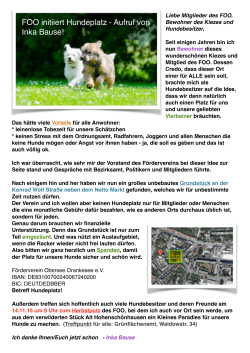 FOO initiiert Hundeplatz - Aufruf von Inka Bause!