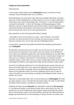 Predigt von Susanne Meister vom Juli 2015