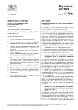 Schriftliche Anfrage - Bündnis 90/Die Grünen im Bayerischen Landtag