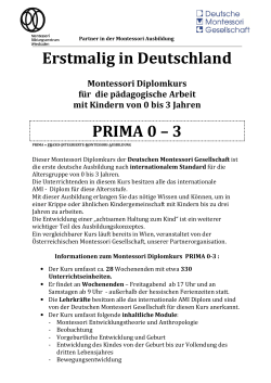 Ausschreibung PRIMA 0-3 - Montessori Bildungszentrum Wiesbaden