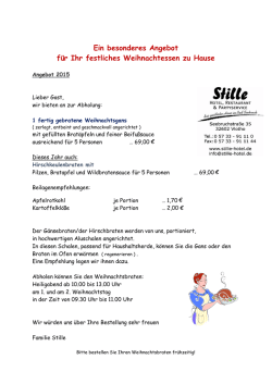 Ein besonderes Angebot f&uuml;r Ihr festliches Weihnachtessen zu Hause