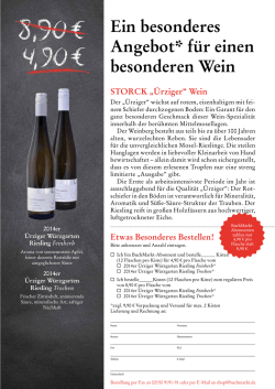 Ein besonderes Angebot* f&uuml;r einen besonderen Wein