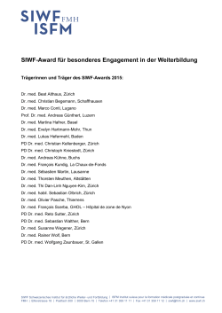 SIWF-Award für besonderes Engagement in der Weiterbildung