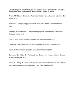 Literaturliste zum Artikel "Ein besonderes Haus"