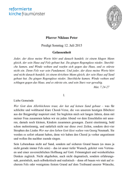 N. Peter - Mt. 6.33-34 - Nicht auf Sand gebaut