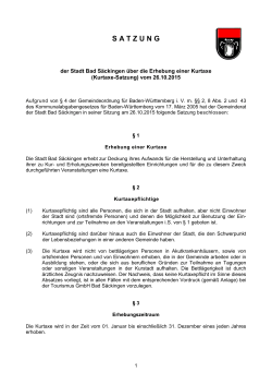 Kurtaxe-Satzung 2016 - Stadt Bad Säckingen