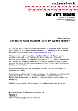 BundesFreiwilligenDienst (BFD) im Weiten Theater