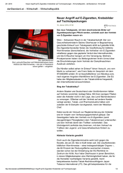 Neuer Angriff auf EZigaretten, Krebsbilder auf Tschickpackungen
