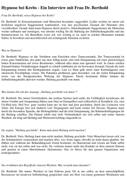 Hypnose bei Krebs - Ein Interview mit Frau Dr. Berthold