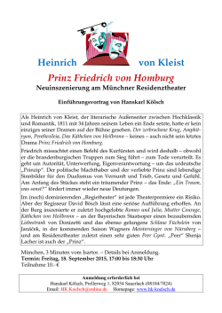 Heinrich von Kleist Prinz Friedrich von Homburg Neuinszenierung
