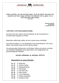Liebe Eltern und Erziehungsberechtigte, ich freue mich sehr, Sie als