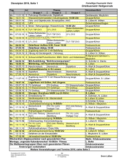 Dienstplan 2016, Seite 1 Ortsfeuerwehr