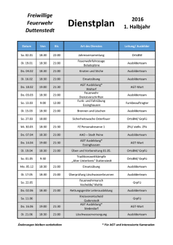 Jahresdienstplan  - Feuerwehr Duttenstedt