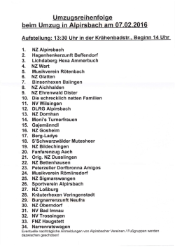 beim Umzug in Alpirsbach am 07.02.2016