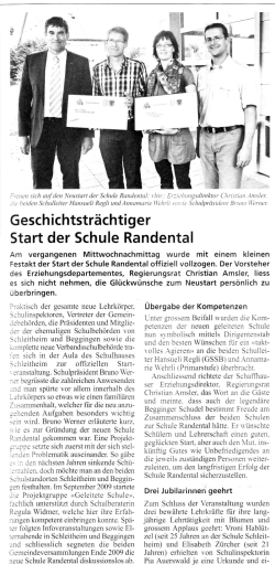 Geschichtsträchtiger Start der Schule Randental