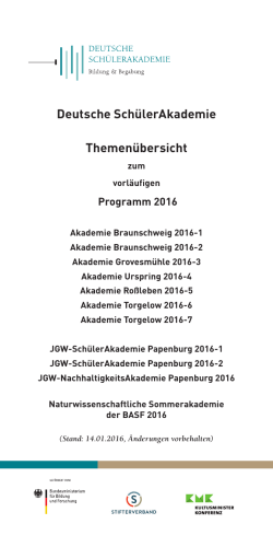 Deutsche SchülerAkademie Themenübersicht