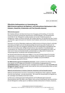 Öffentliche Stellungnahme zur Anwendung des BNN