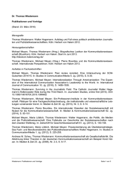 Dr. Thomas Wiedemann Publikationen und Vortr&auml;ge