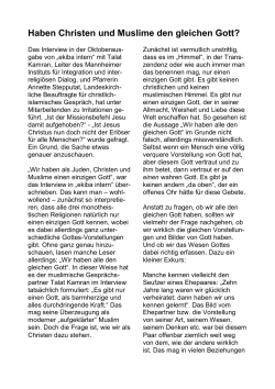 Glauben Christen und Muslime an den gleichen