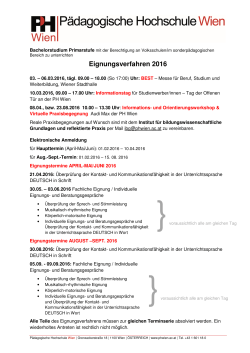 Eignungsverfahren 2016 - Pädagogische Hochschule Wien